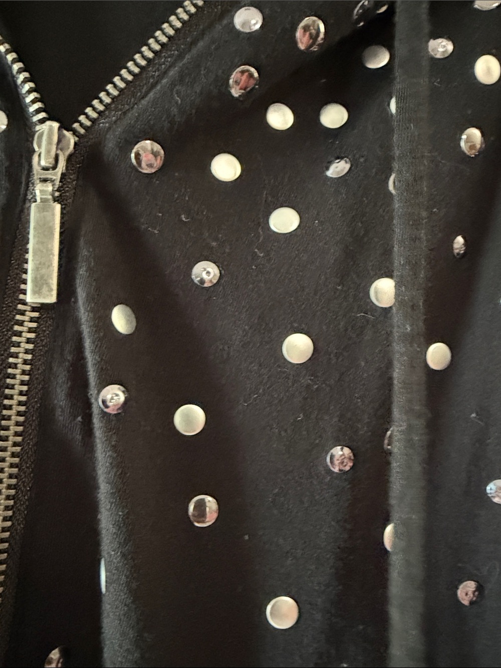 Chaus Sport Black Studded Zip-Front Bomber Hoodie - Picture 3 of 6